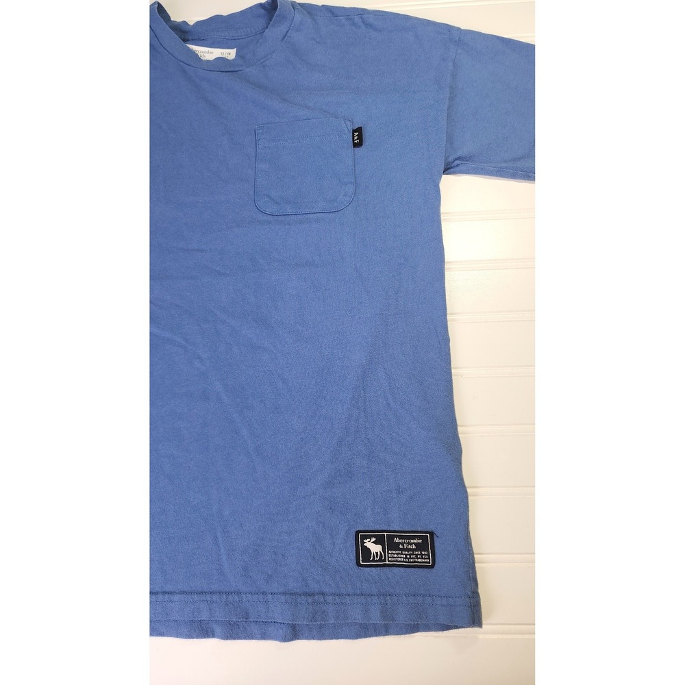 Abercrombie Kids T-Shirt Kids Size 13/14 Blue Oversized Pocket Tee Casual